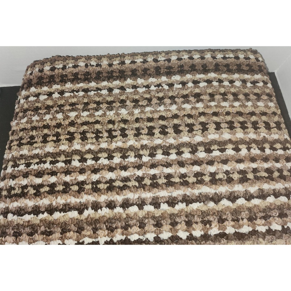 New Madison Home Room Size Rug Striped Brown Tan 5 ft x 6 ft Non Skid Backing
